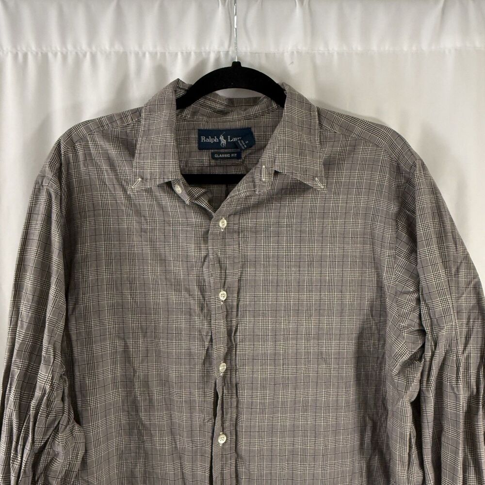 Ralph Lauren Dress Shirt Men's 16.5 Plaid Classic Fit Button Up Long Sleeve - Picture 2 of 12